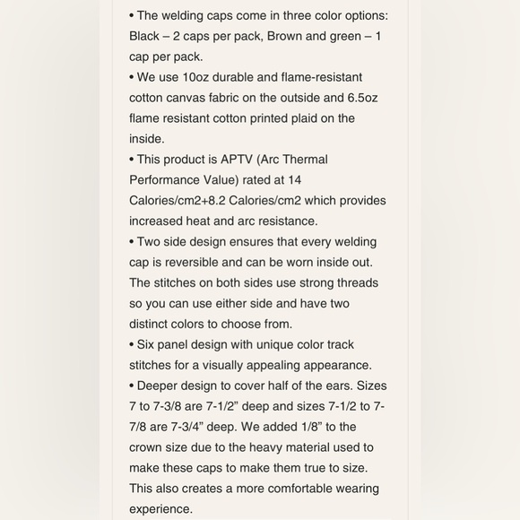 Bocomal Brown Textured Welding Cap Size 6 7/8 - Picture 5 of 5